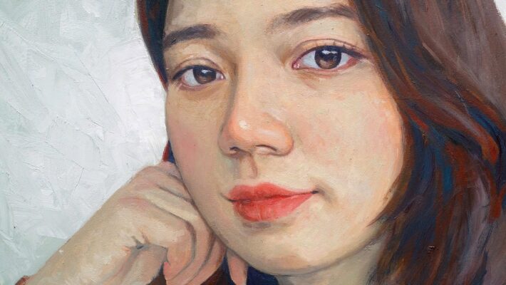 Tranh chân dung sơn dầu phụ nữ lưu giữ vẻ đẹp thanh xuân.